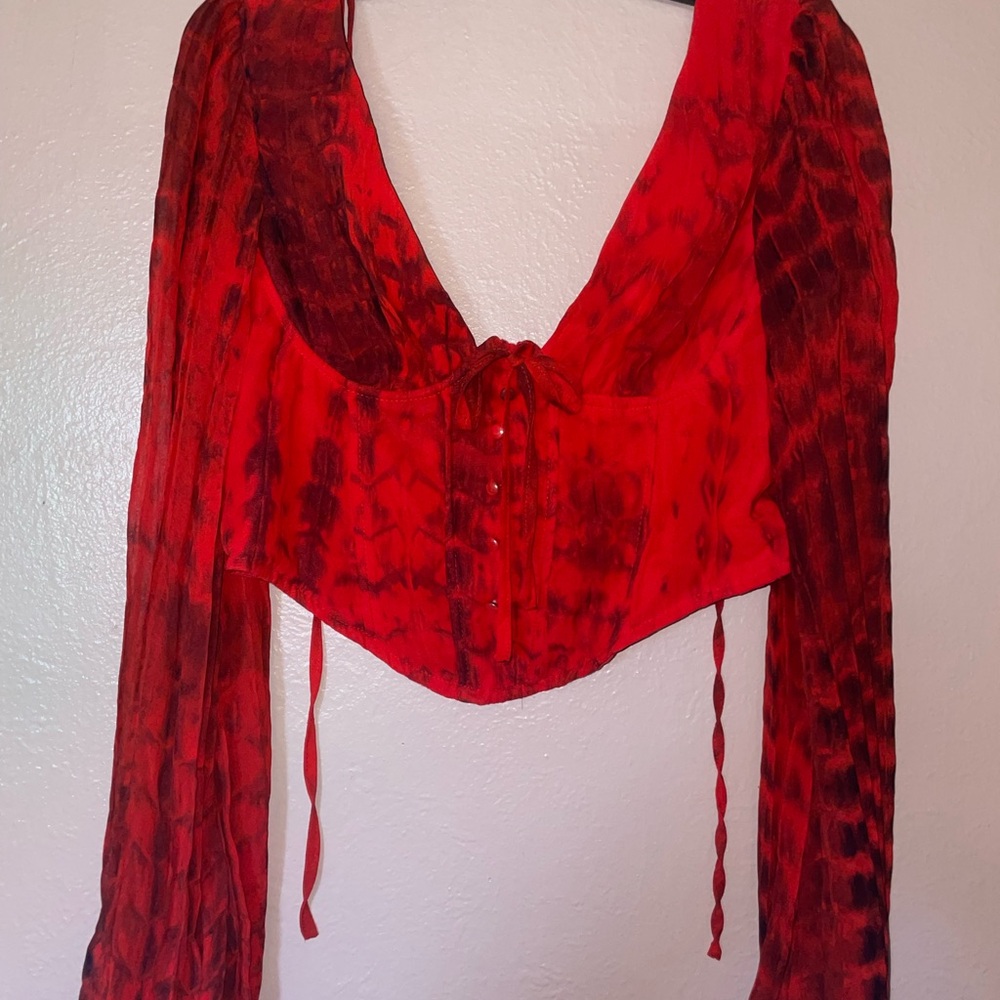 Fashion Nova Red Corset Blouse